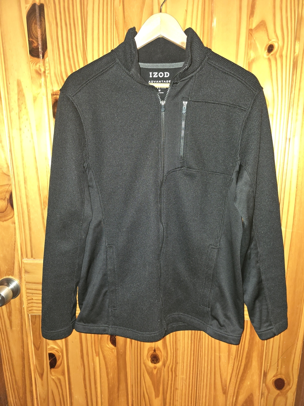 Mens M Izod Black Lightweight Full-Zip Shirt Jacket